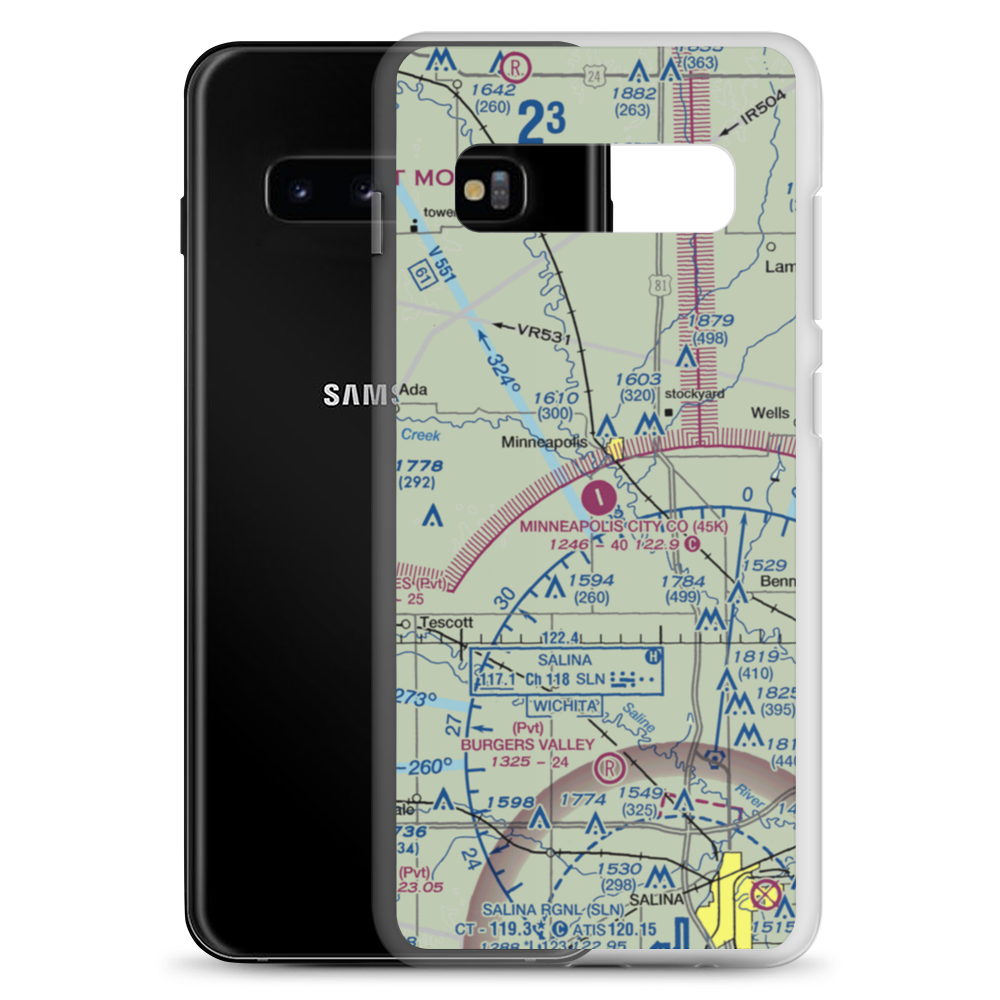 Minneapolis City County Airport (45K) VFR Sectional Samsung Case Samsung Galaxy S10+ model shown