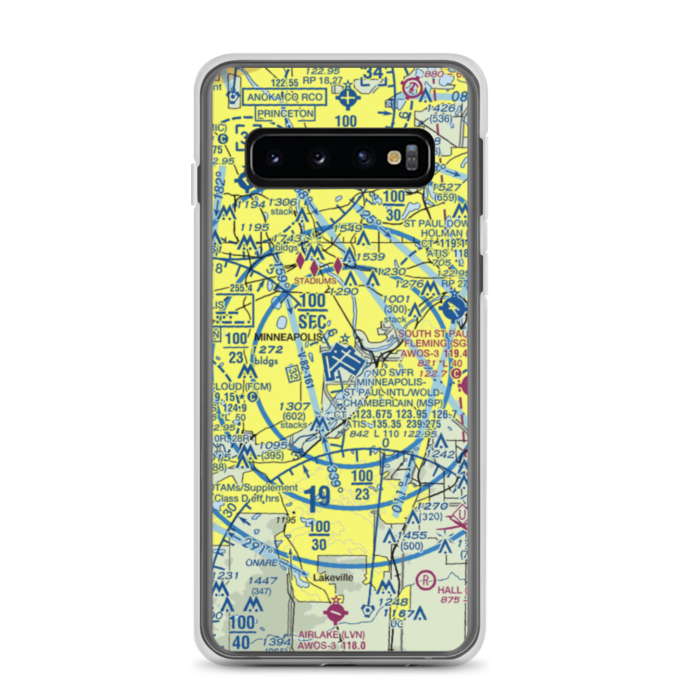 Minneapolis-St Paul International/Wold-Chamberlain Airport (MSP) VFR Sectional Samsung Case Samsung Galaxy S10 model shown