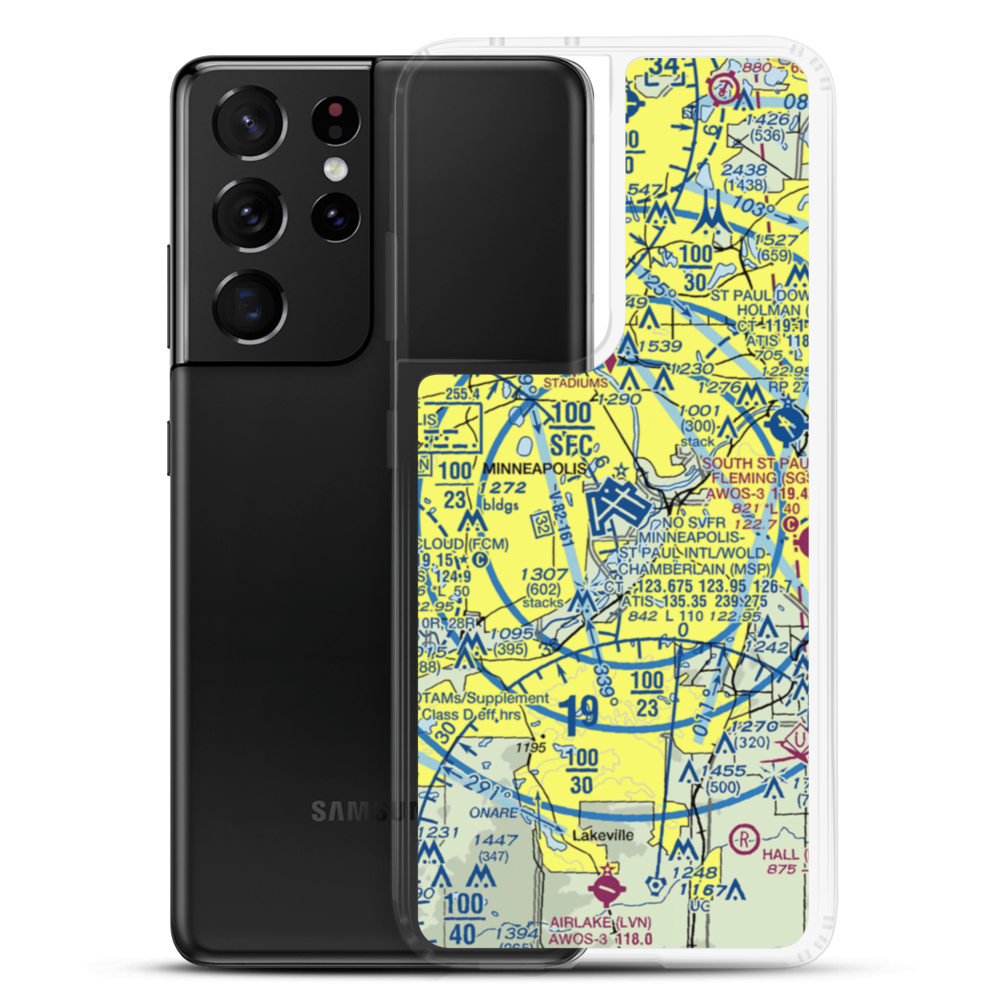 Minneapolis-St Paul International/Wold-Chamberlain Airport (MSP) VFR Sectional Samsung Case Samsung Galaxy S21 Ultra model shown