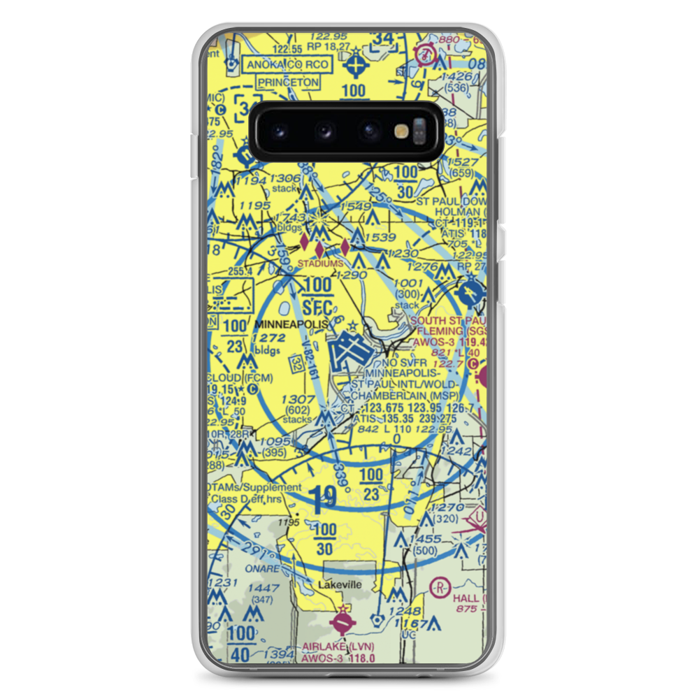 Minneapolis-St Paul International/Wold-Chamberlain Airport (MSP) VFR Sectional Samsung Case Samsung Galaxy S10+ model shown