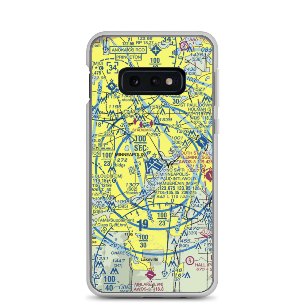 Minneapolis-St Paul International/Wold-Chamberlain Airport (MSP) VFR Sectional Samsung Case Samsung Galaxy S10e model shown