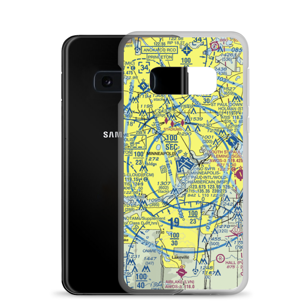 Minneapolis-St Paul International/Wold-Chamberlain Airport (MSP) VFR Sectional Samsung Case Samsung Galaxy S10e model shown
