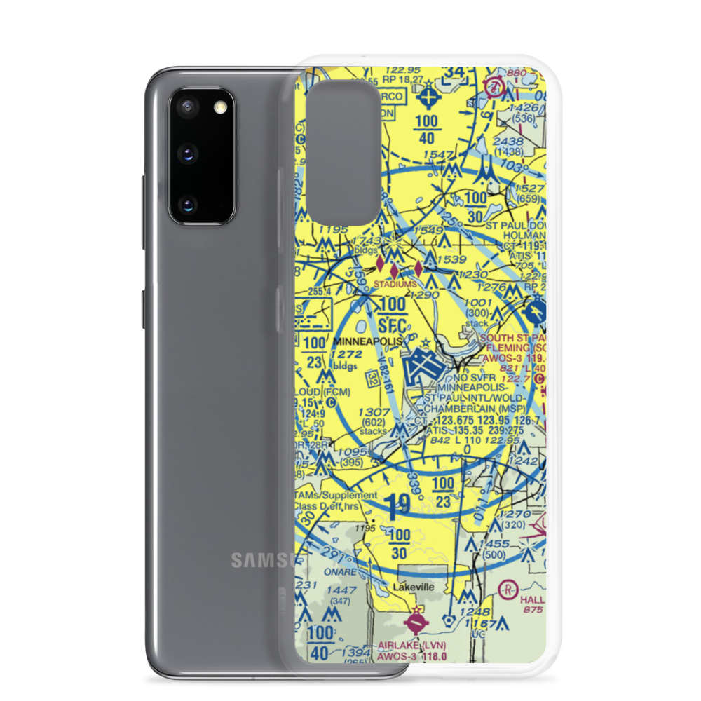 Minneapolis-St Paul International/Wold-Chamberlain Airport (MSP) VFR Sectional Samsung Case Samsung Galaxy S20 model shown