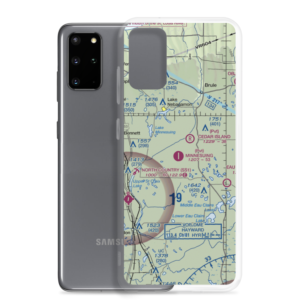 Minnesuing Airport (WI31) VFR Sectional Samsung Case Samsung Galaxy S20 Plus model shown