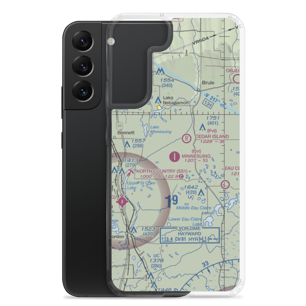 Minnesuing Airport (WI31) VFR Sectional Samsung Case Samsung Galaxy S22 Plus model shown