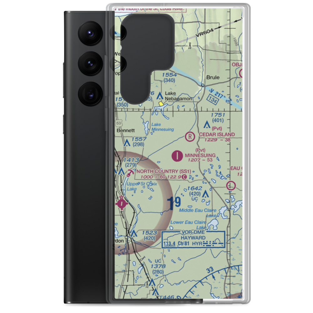 Minnesuing Airport (WI31) VFR Sectional Samsung Case Samsung Galaxy S22 Ultra model shown