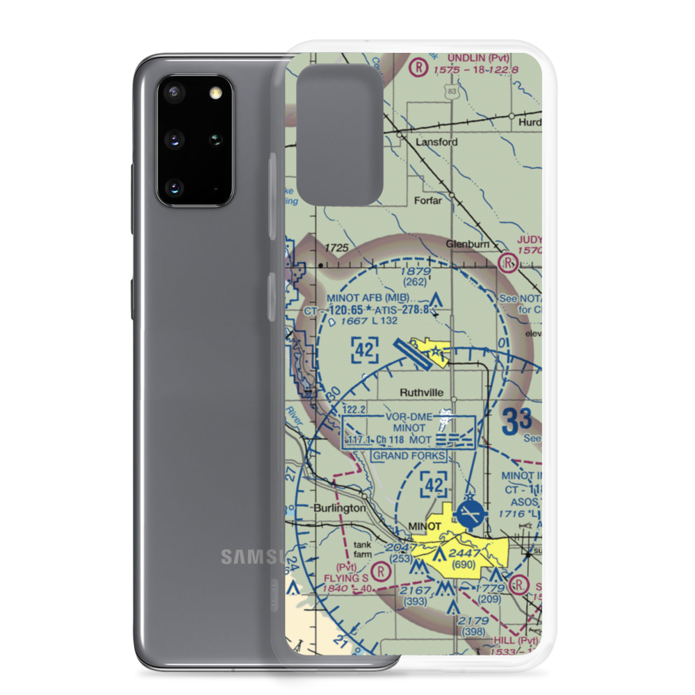 Minot Air Force Base (MIB) VFR Sectional Samsung Case Samsung Galaxy S20 Plus model shown
