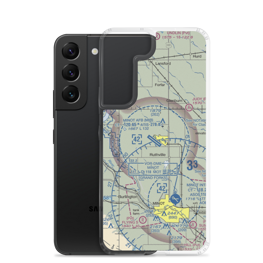 Minot Air Force Base (MIB) VFR Sectional Samsung Case Samsung Galaxy S22 model shown