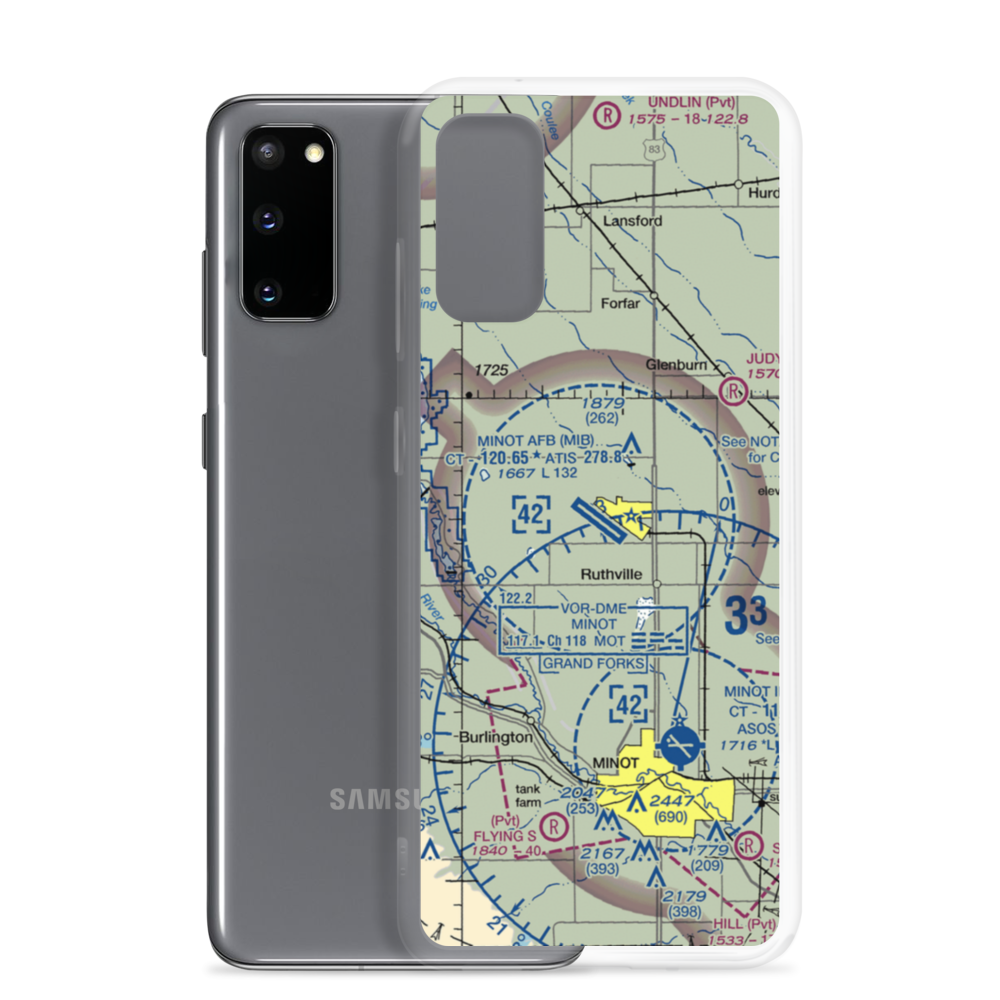 Minot Air Force Base (MIB) VFR Sectional Samsung Case Samsung Galaxy S20 model shown