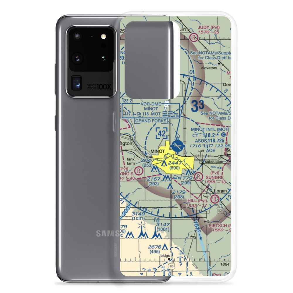 Minot International Airport (MOT) VFR Sectional Samsung Case Samsung Galaxy S20 Ultra model shown