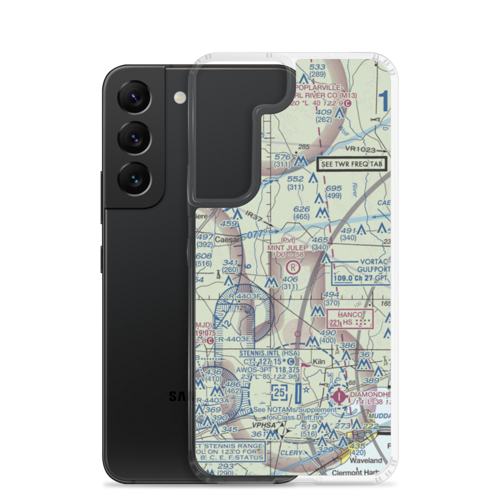 Mint Julep Airpark (5MS5) VFR Sectional Samsung Case Samsung Galaxy S22 model shown