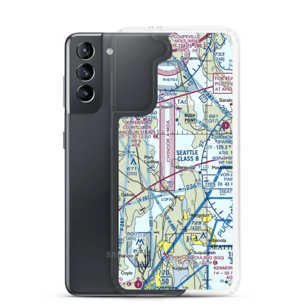 Mirth Airport (WA22) VFR Sectional Samsung Case Samsung Galaxy S21 model shown