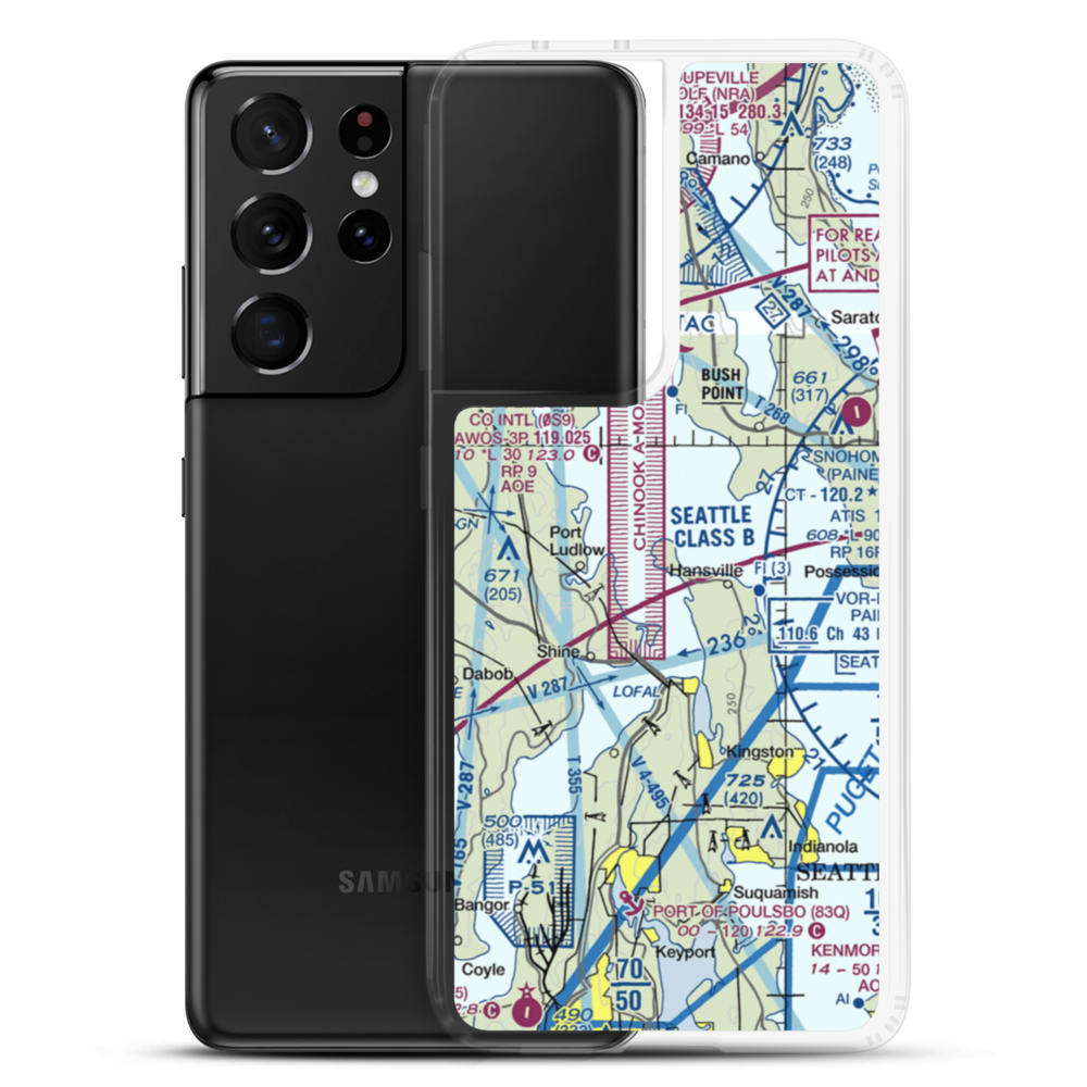 Mirth Airport (WA22) VFR Sectional Samsung Case Samsung Galaxy S21 Ultra model shown