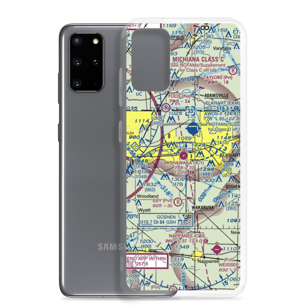 Mishawaka Pilots Club Airport (3C1) VFR Sectional Samsung Case Samsung Galaxy S20 Plus model shown