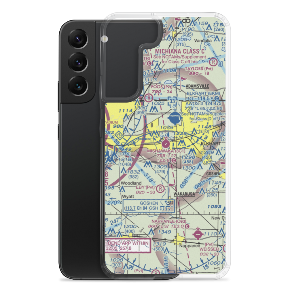 Mishawaka Pilots Club Airport (3C1) VFR Sectional Samsung Case Samsung Galaxy S22 Plus model shown