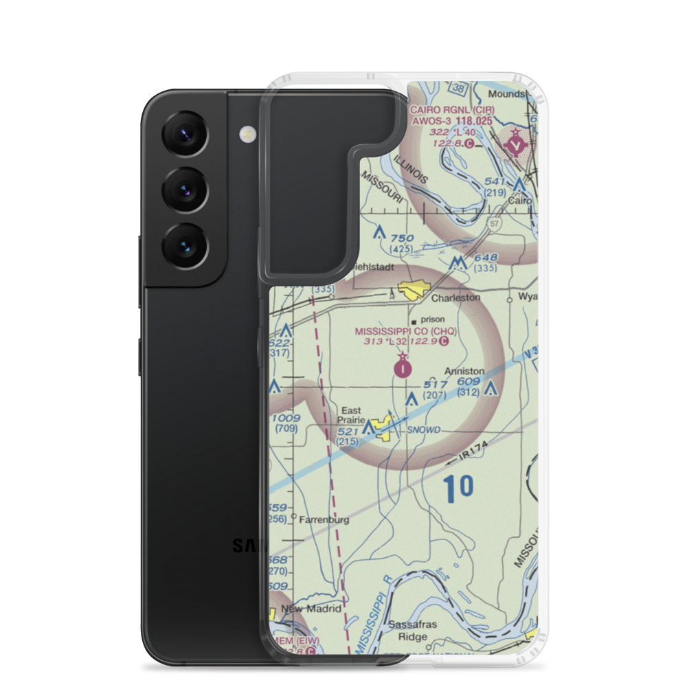 Mississippi County Airport (CHQ) VFR Sectional Samsung Case Samsung Galaxy S22 model shown
