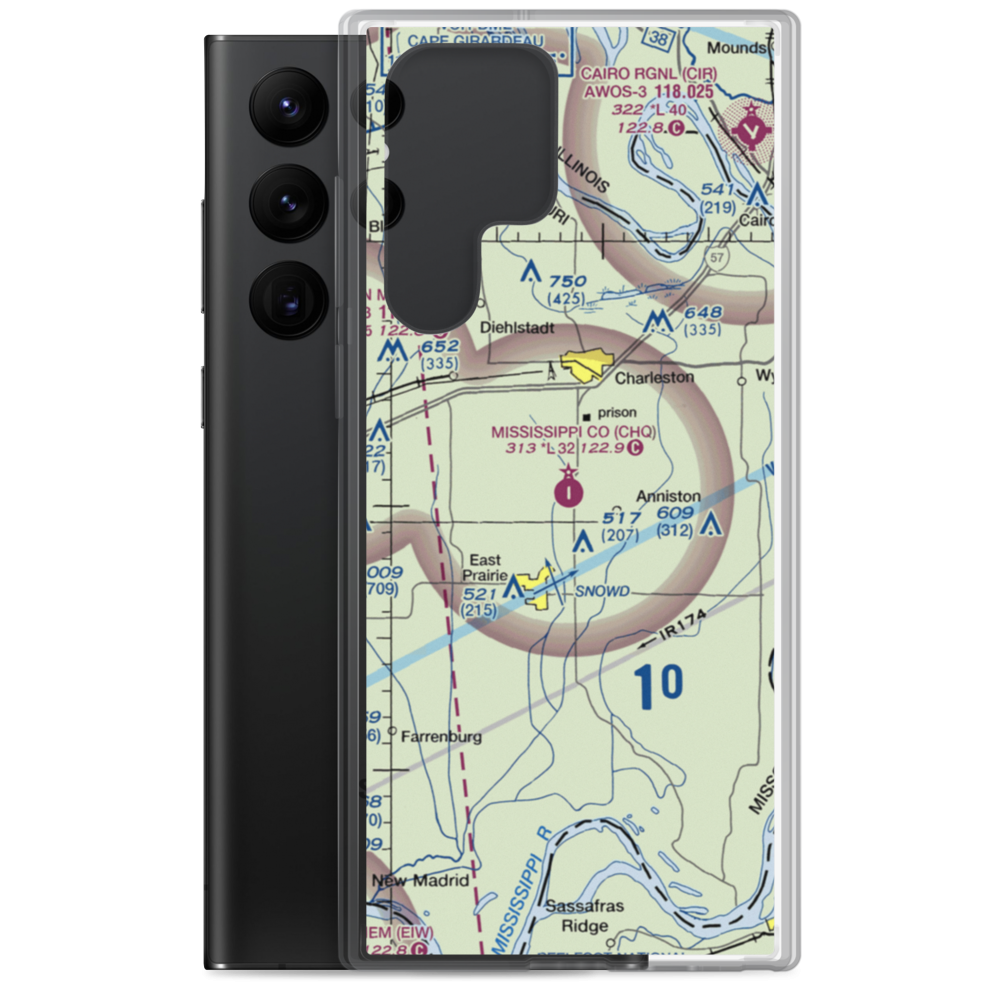 Mississippi County Airport (CHQ) VFR Sectional Samsung Case Samsung Galaxy S22 Ultra model shown