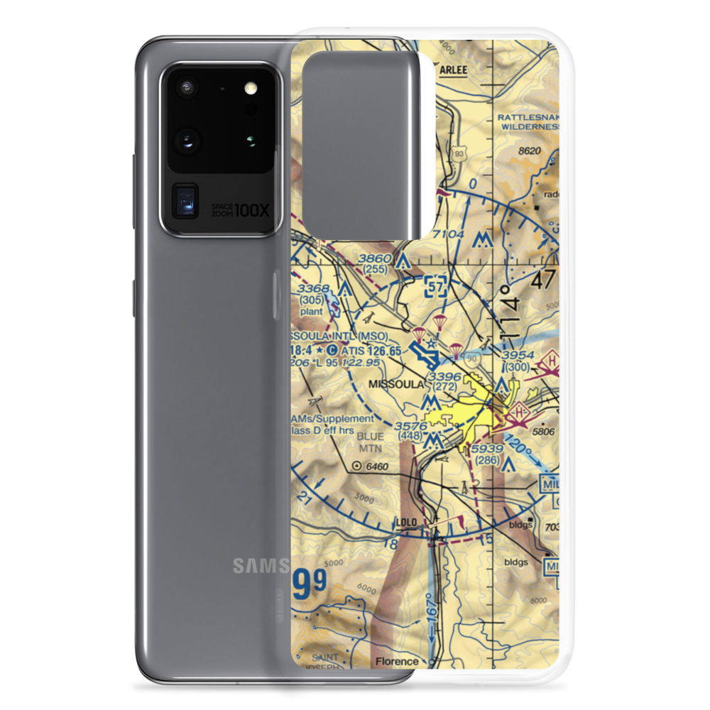 Missoula International Airport (MSO) VFR Sectional Samsung Case Samsung Galaxy S20 Ultra model shown