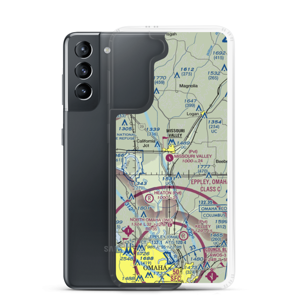Missouri Valley Airport (90IA) VFR Sectional Samsung Case Samsung Galaxy S21 model shown