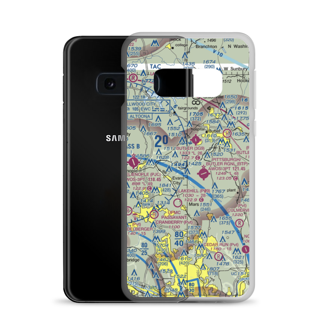 Misty Hill Farm Airport (PN14) VFR Sectional Samsung Case Samsung Galaxy S10e model shown