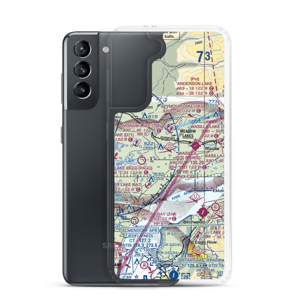 Misty Lake Seaplane Base (AA11) VFR Sectional Samsung Case Samsung Galaxy S21 model shown