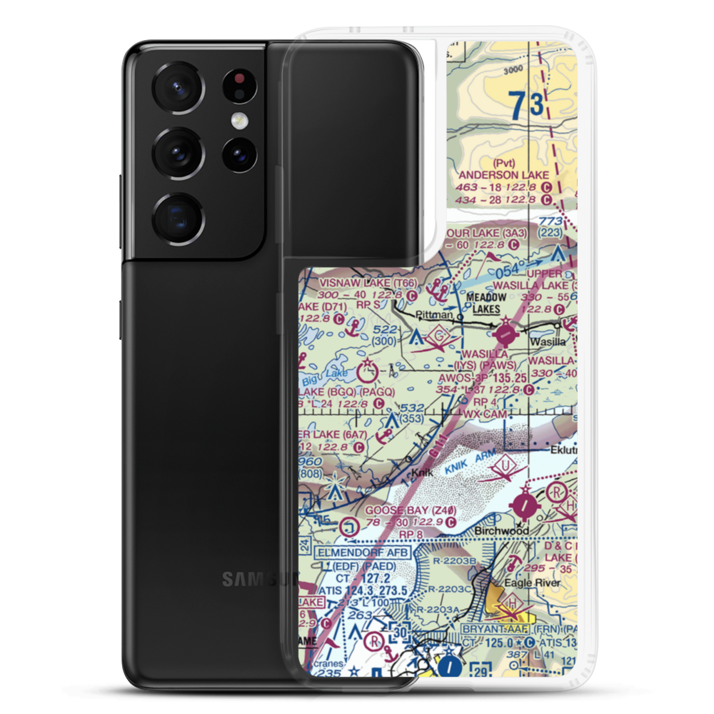 Misty Lake Seaplane Base (AA11) VFR Sectional Samsung Case Samsung Galaxy S21 Ultra model shown