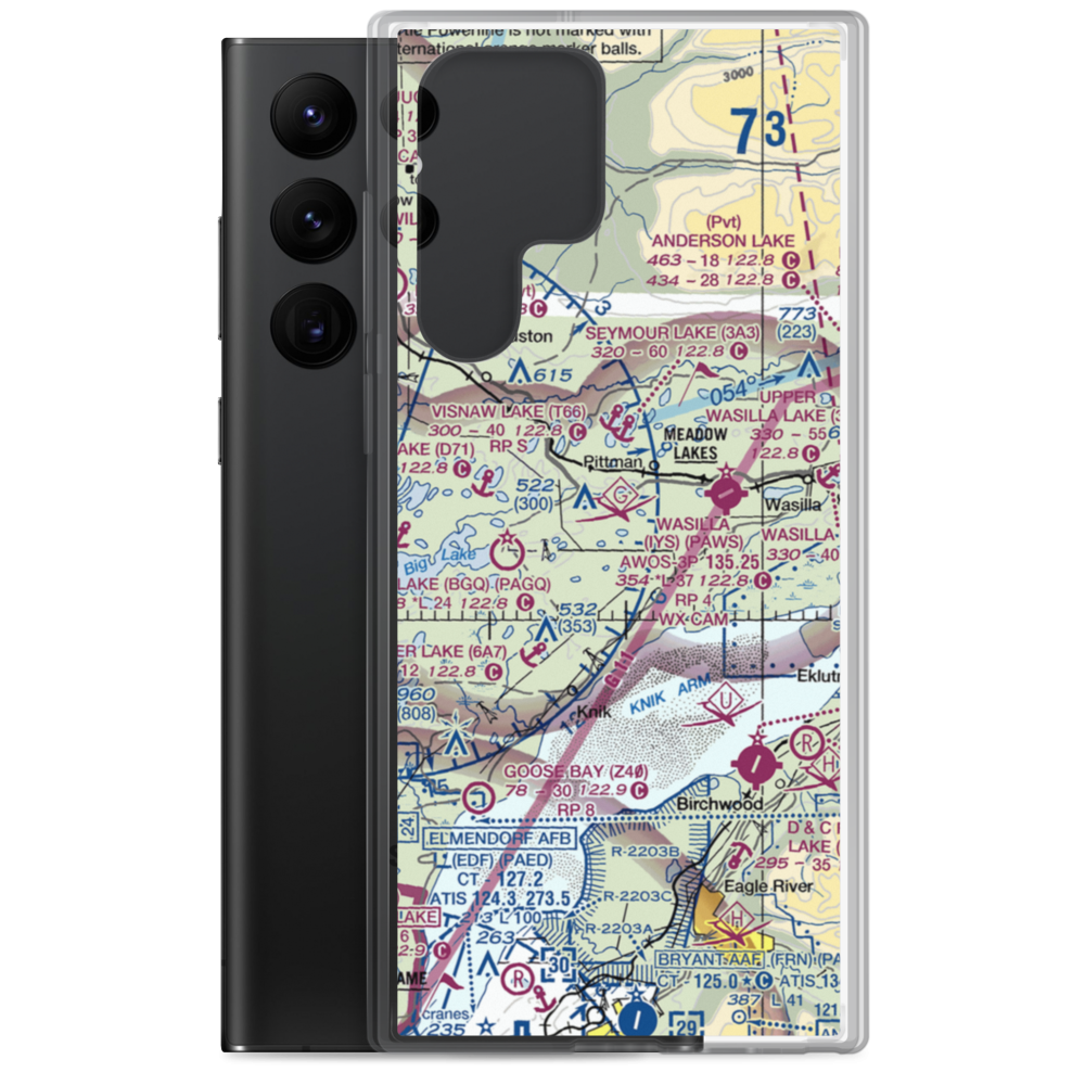 Misty Lake Seaplane Base (AA11) VFR Sectional Samsung Case Samsung Galaxy S22 Ultra model shown