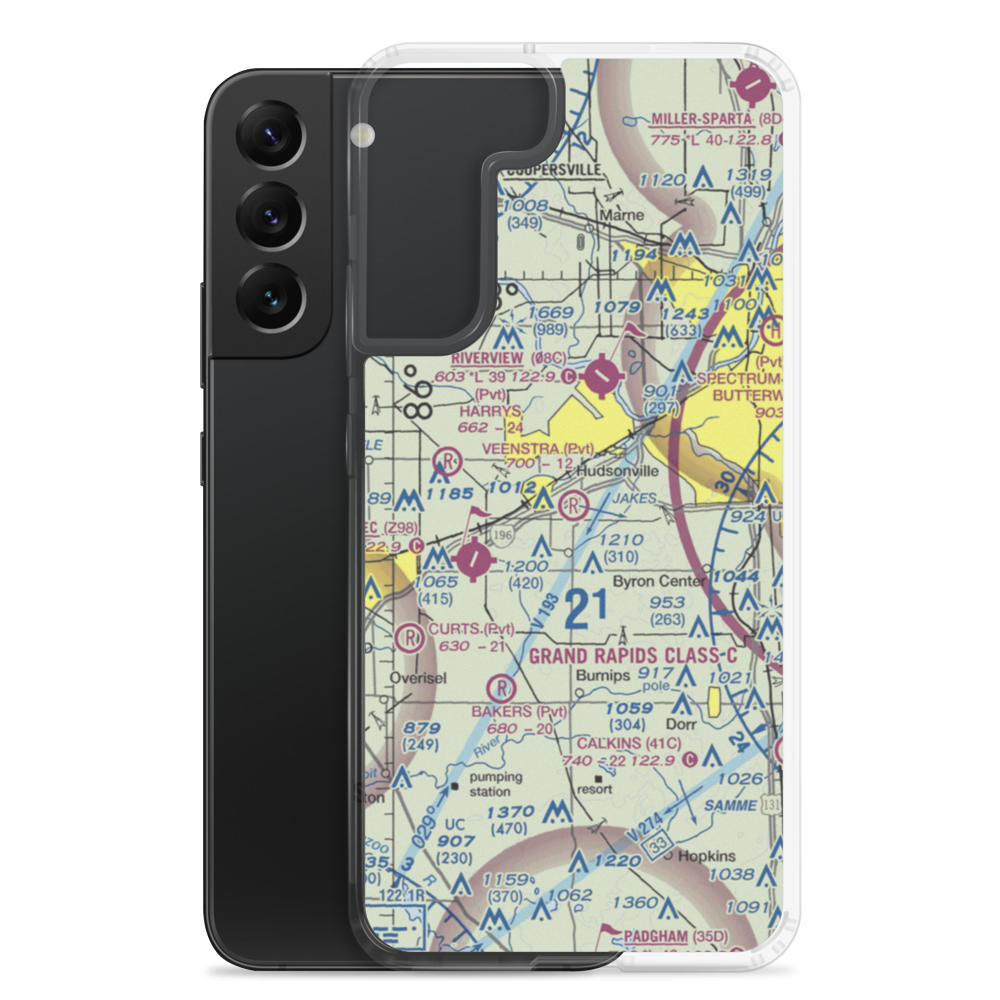 Mitch Veenstra Airport (MI39) VFR Sectional Samsung Case Samsung Galaxy S22 Plus model shown
