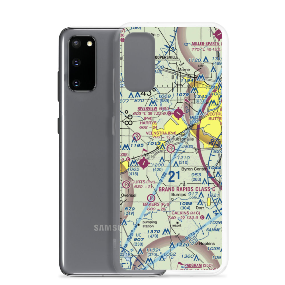 Mitch Veenstra Airport (MI39) VFR Sectional Samsung Case Samsung Galaxy S20 model shown