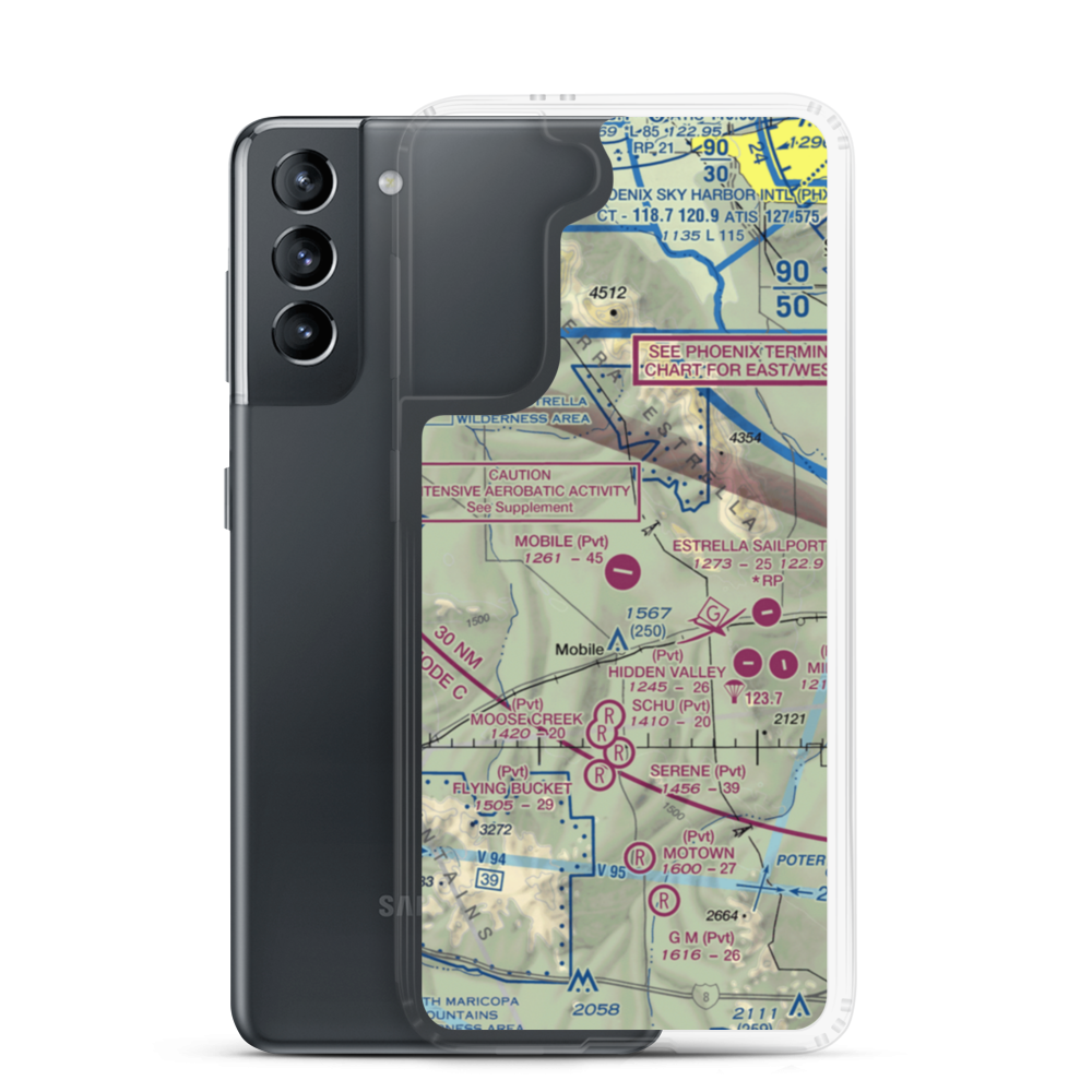 Mobile Airport (1AZ0) VFR Sectional Samsung Case Samsung Galaxy S21 model shown