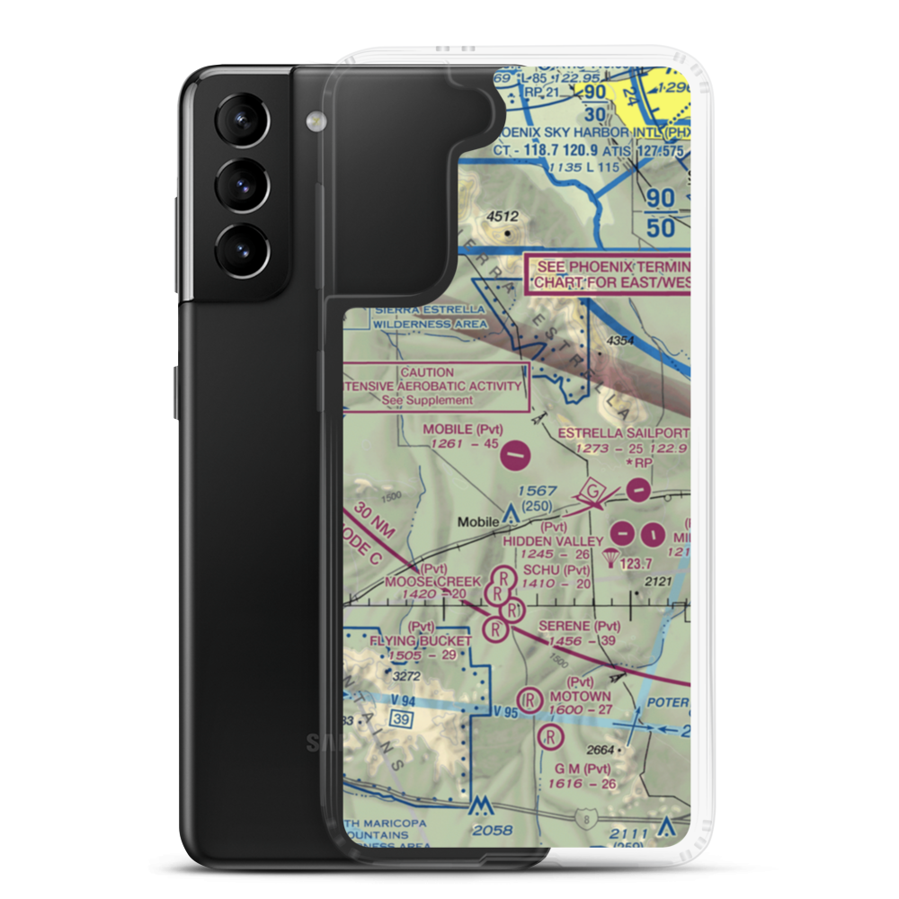 Mobile Airport (1AZ0) VFR Sectional Samsung Case Samsung Galaxy S21 Plus model shown