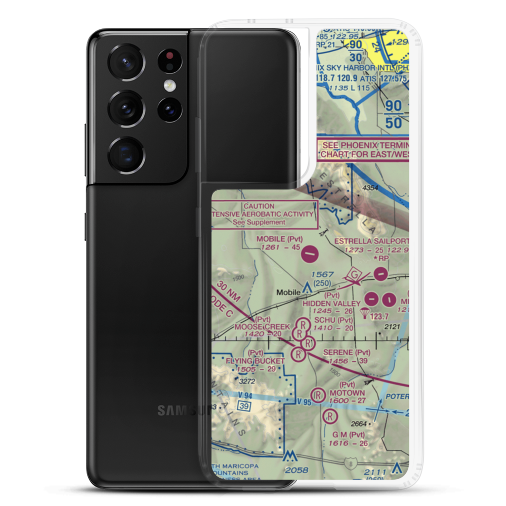 Mobile Airport (1AZ0) VFR Sectional Samsung Case Samsung Galaxy S21 Ultra model shown