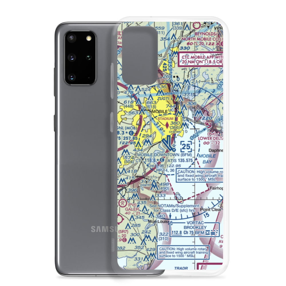 Mobile Downtown Airport (BFM) VFR Sectional Samsung Case Samsung Galaxy S20 Plus model shown