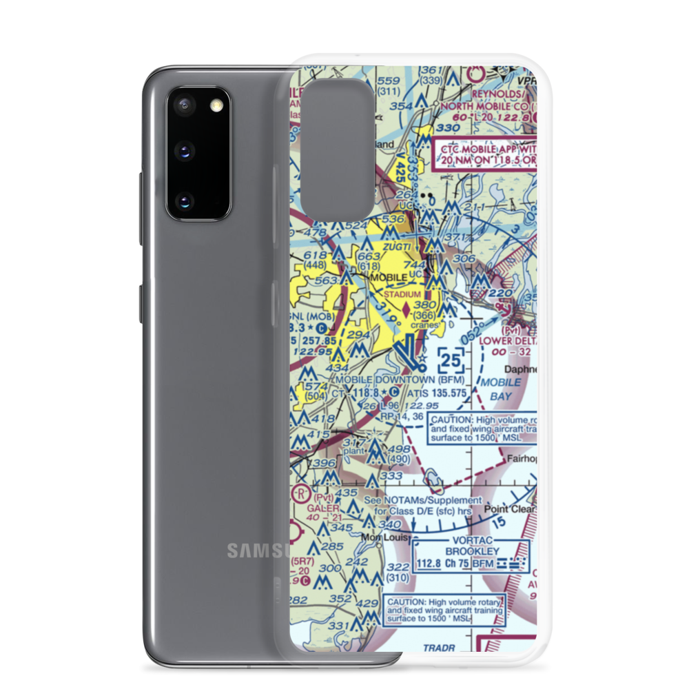 Mobile Downtown Airport (BFM) VFR Sectional Samsung Case Samsung Galaxy S20 model shown