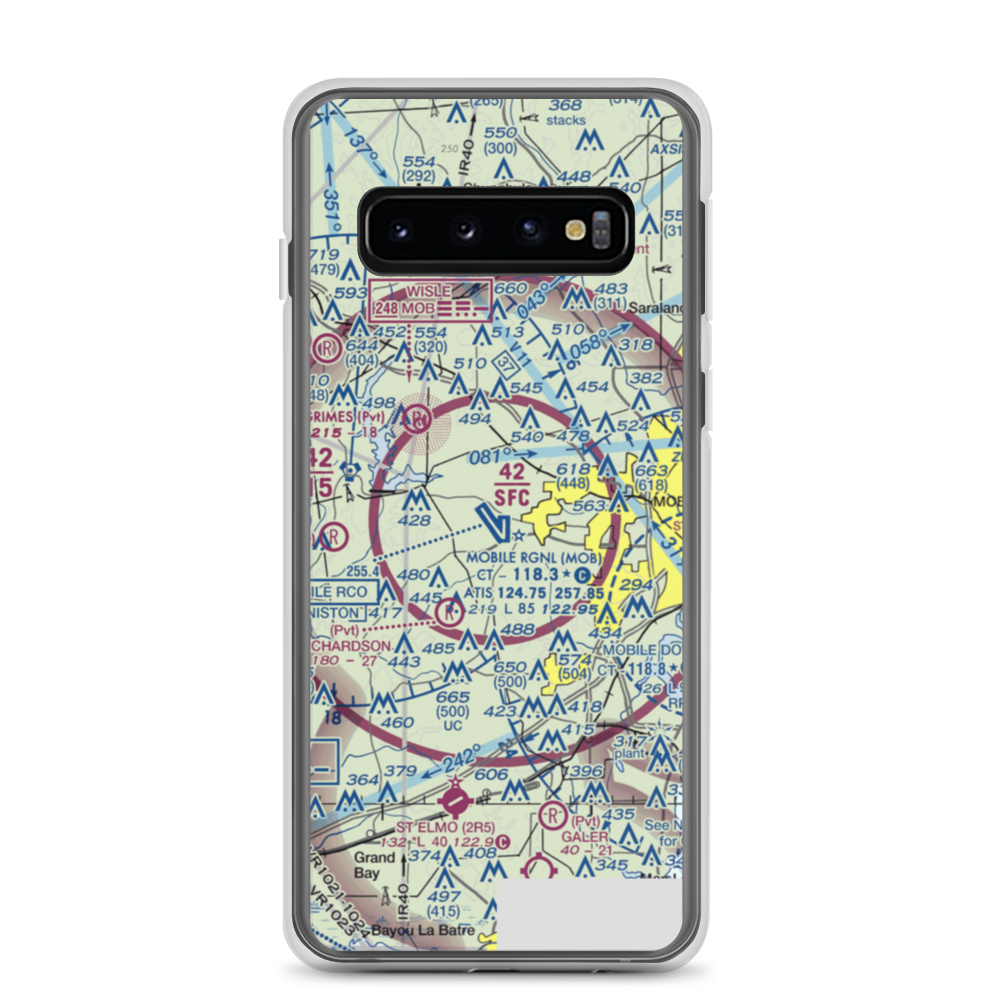 Mobile Regional Airport (MOB) VFR Sectional Samsung Case Samsung Galaxy S10 model shown