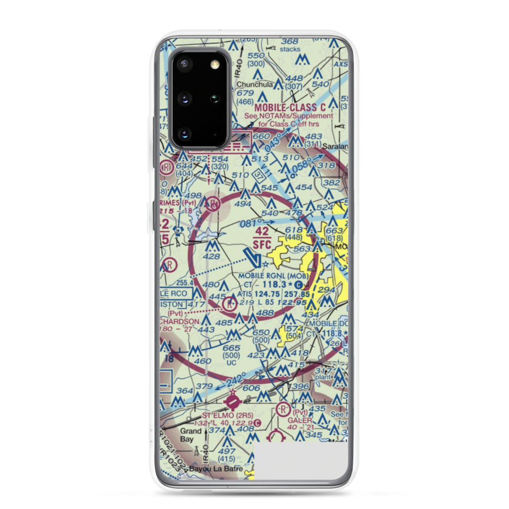 Mobile Regional Airport (MOB) VFR Sectional Samsung Case Samsung Galaxy S20 Plus model shown