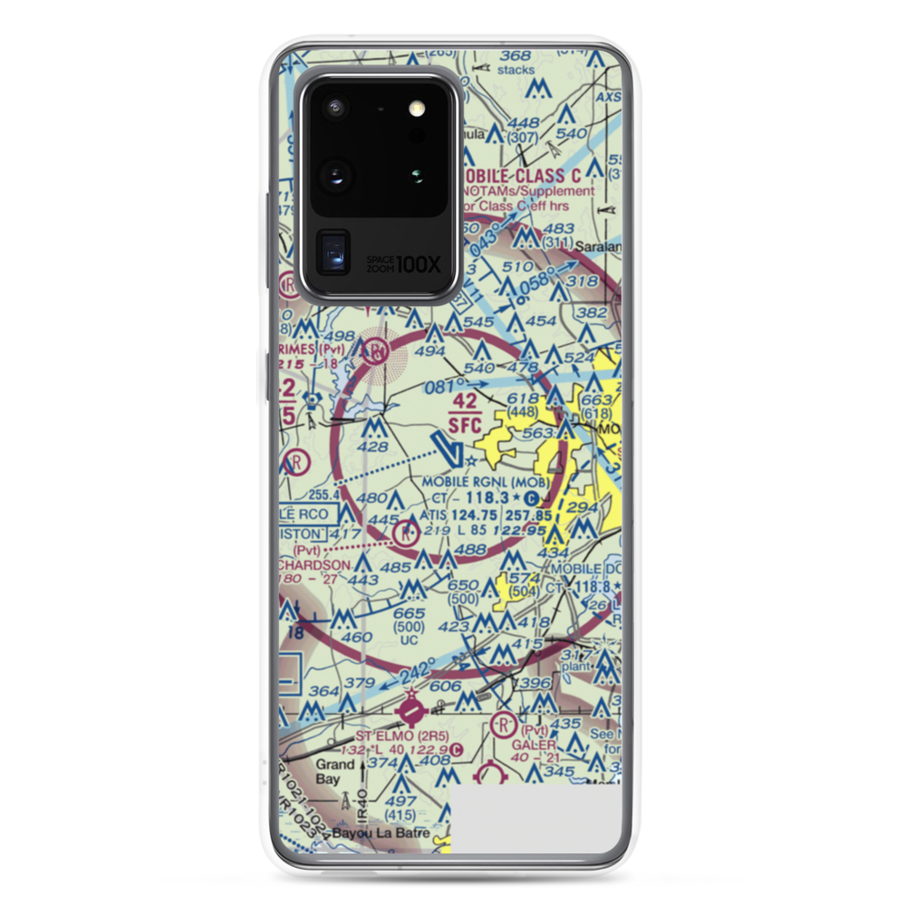 Mobile Regional Airport (MOB) VFR Sectional Samsung Case Samsung Galaxy S20 Ultra model shown