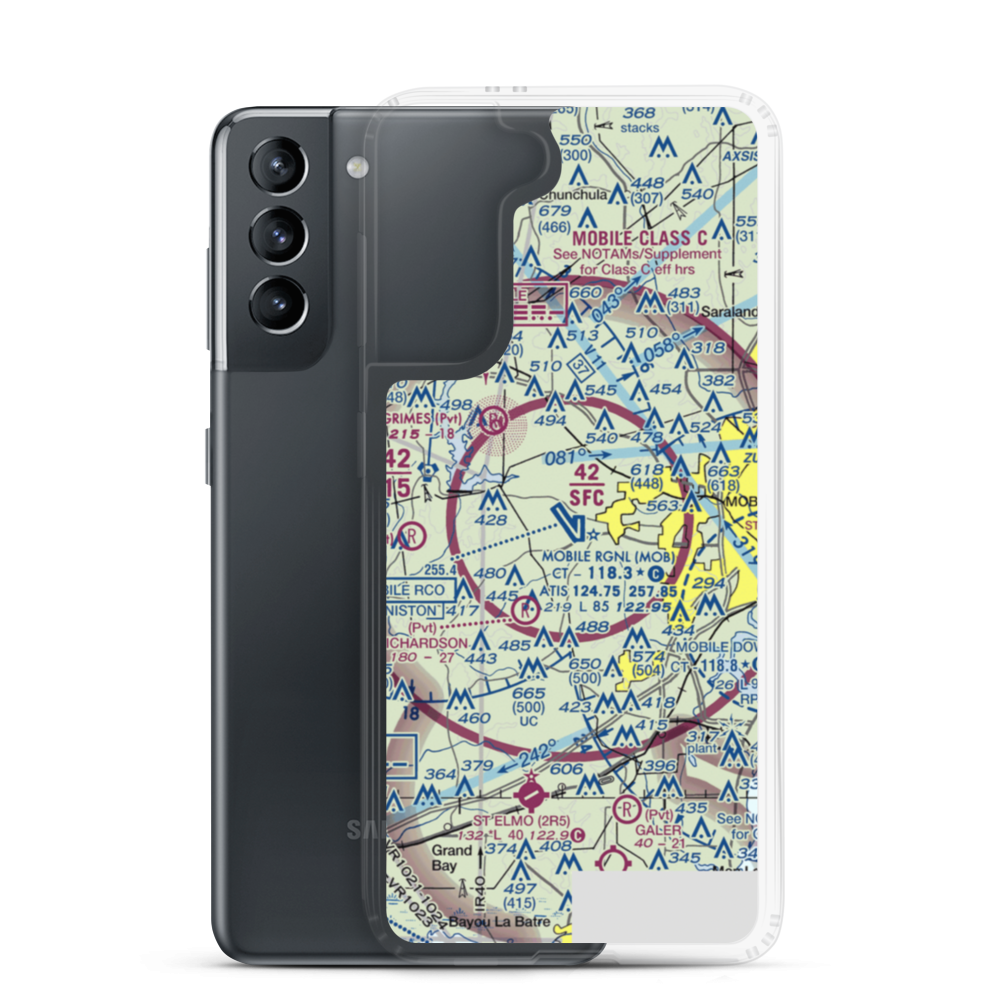 Mobile Regional Airport (MOB) VFR Sectional Samsung Case Samsung Galaxy S21 model shown