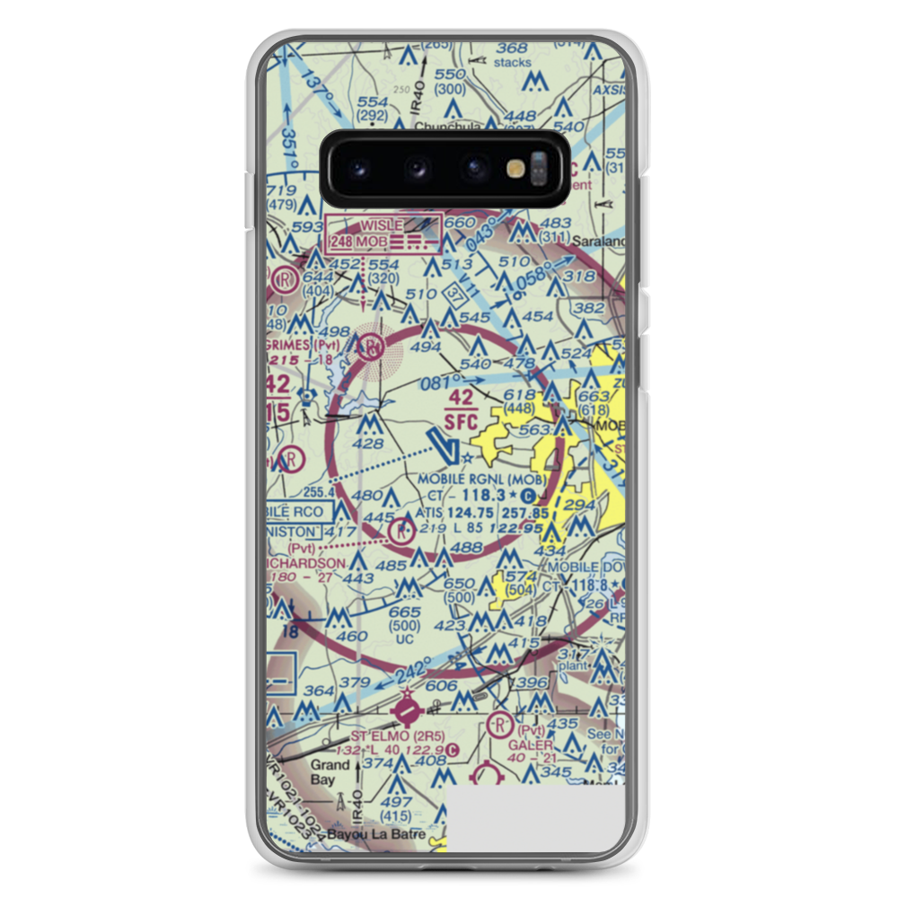 Mobile Regional Airport (MOB) VFR Sectional Samsung Case Samsung Galaxy S10+ model shown