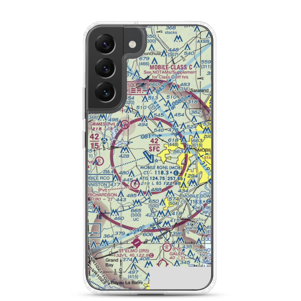 Mobile Regional Airport (MOB) VFR Sectional Samsung Case Samsung Galaxy S22 Plus model shown