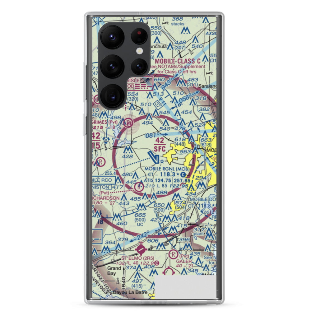 Mobile Regional Airport (MOB) VFR Sectional Samsung Case Samsung Galaxy S22 Ultra model shown