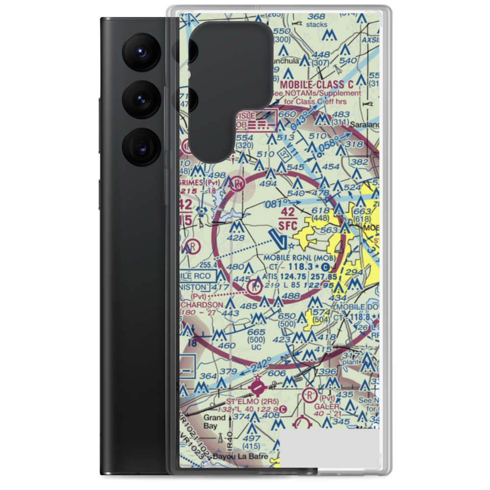 Mobile Regional Airport (MOB) VFR Sectional Samsung Case Samsung Galaxy S22 Ultra model shown