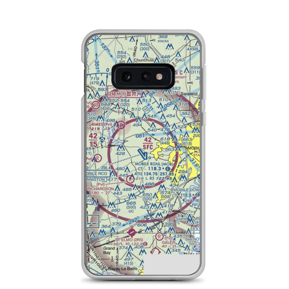 Mobile Regional Airport (MOB) VFR Sectional Samsung Case Samsung Galaxy S10e model shown