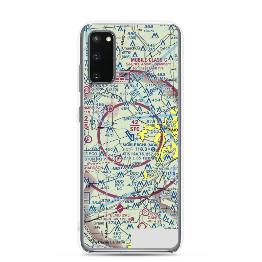 Mobile Regional Airport (MOB) VFR Sectional Samsung Case Samsung Galaxy S20 model shown