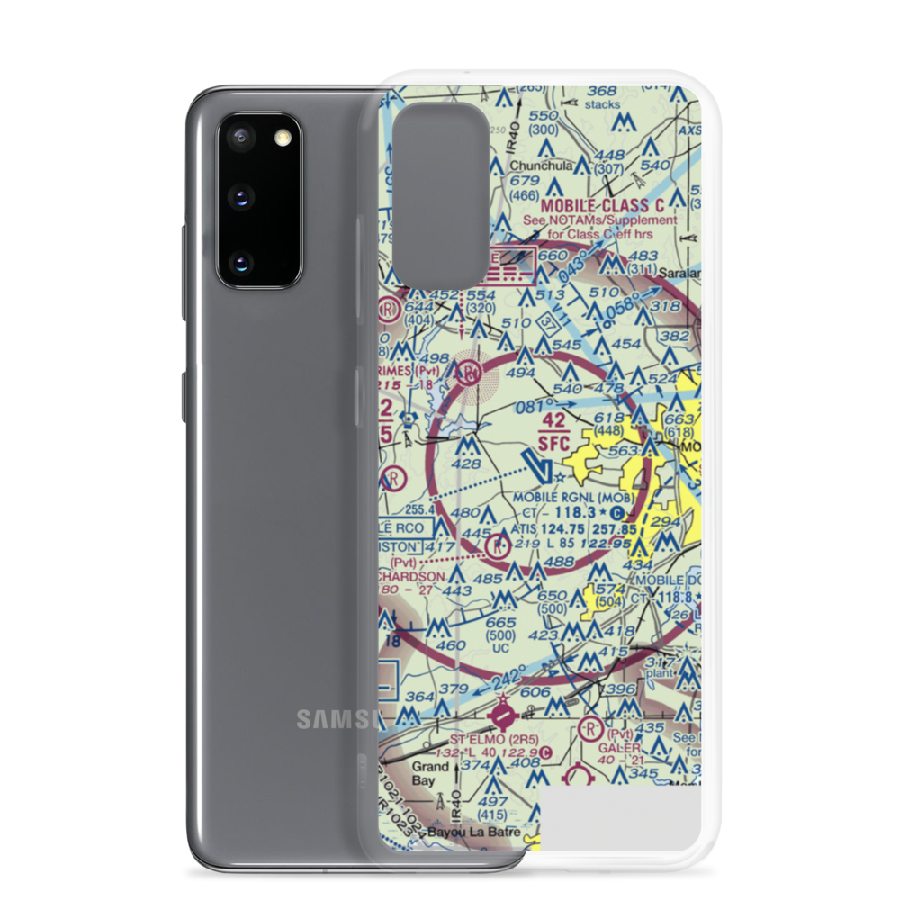 Mobile Regional Airport (MOB) VFR Sectional Samsung Case Samsung Galaxy S20 model shown