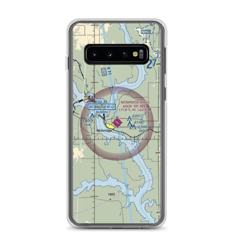 Mobridge Municipal Airport (MBG) VFR Sectional Samsung Case Samsung Galaxy S10 model shown