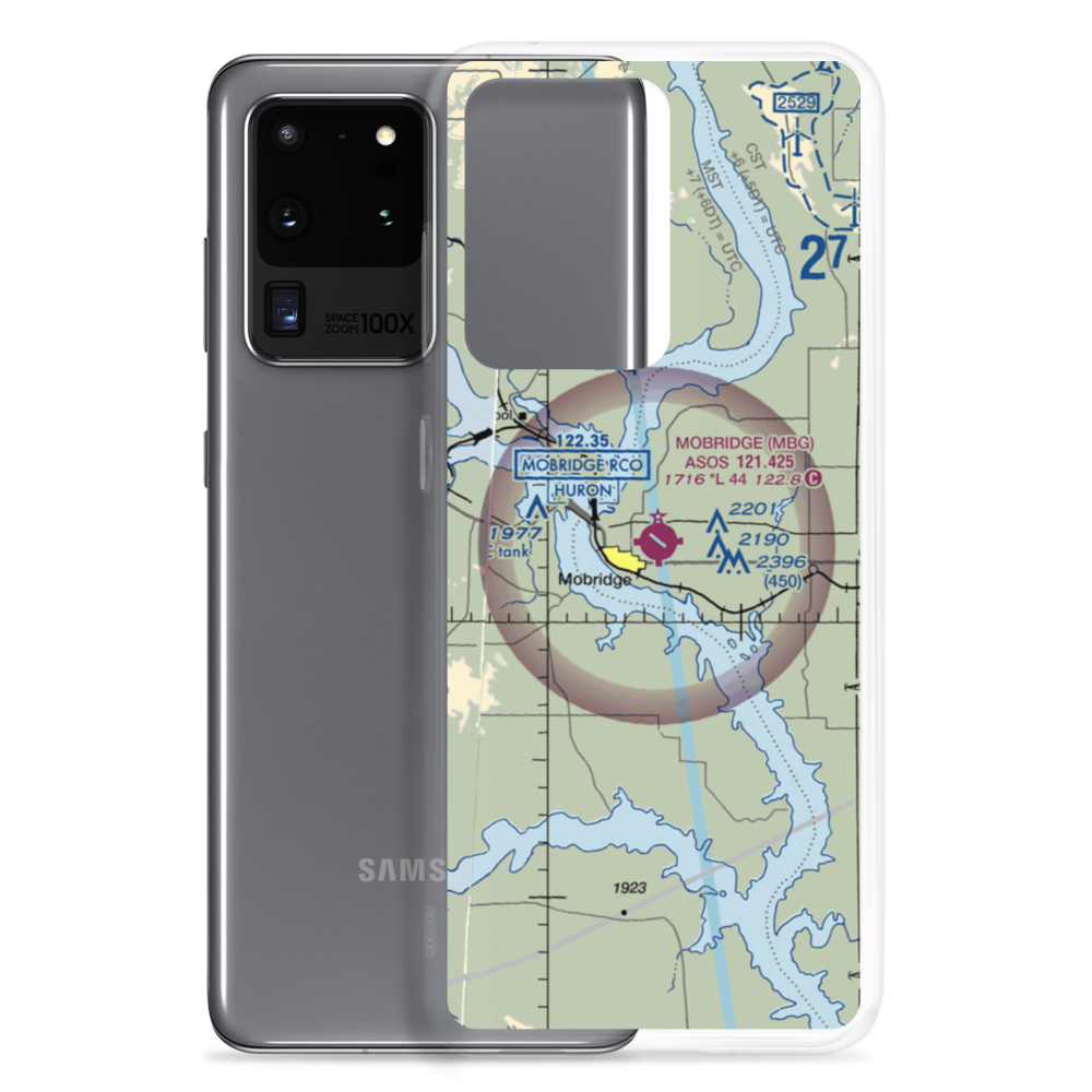 Mobridge Municipal Airport (MBG) VFR Sectional Samsung Case Samsung Galaxy S20 Ultra model shown