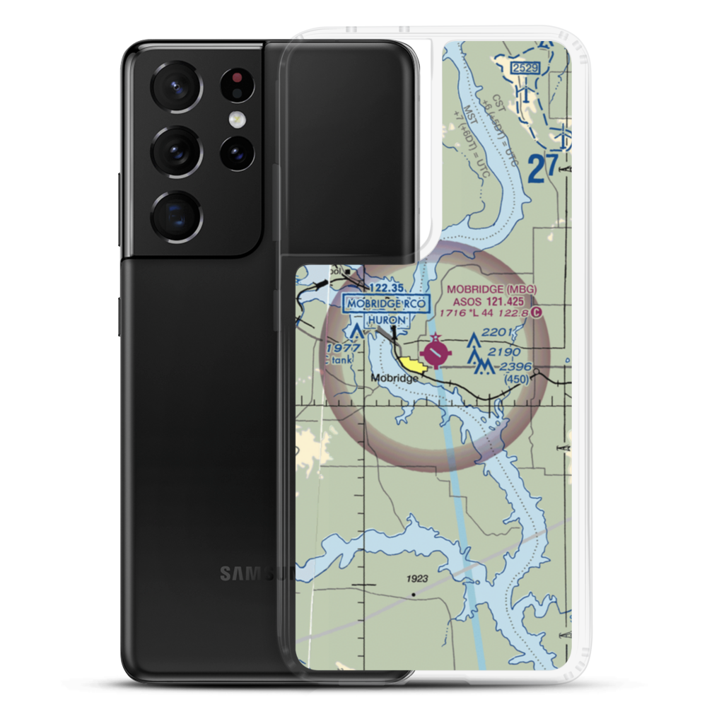 Mobridge Municipal Airport (MBG) VFR Sectional Samsung Case Samsung Galaxy S21 Ultra model shown