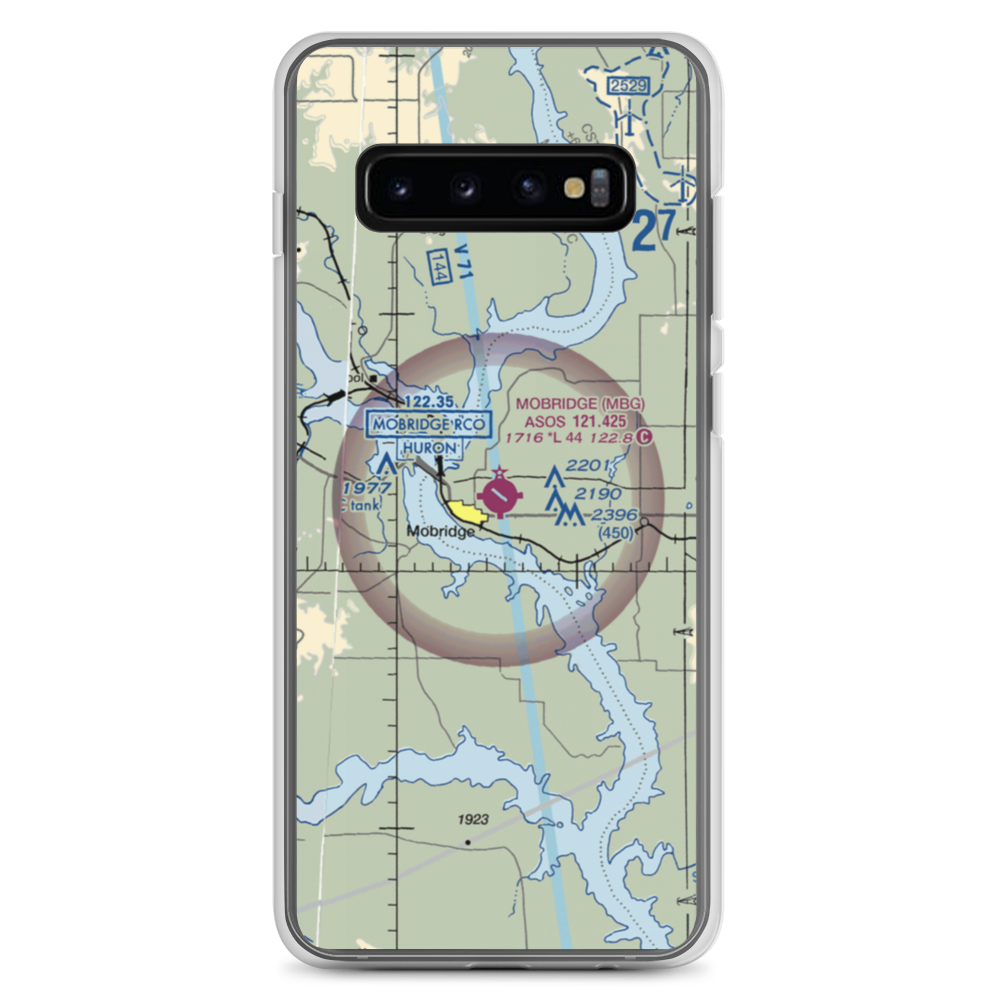 Mobridge Municipal Airport (MBG) VFR Sectional Samsung Case Samsung Galaxy S10+ model shown