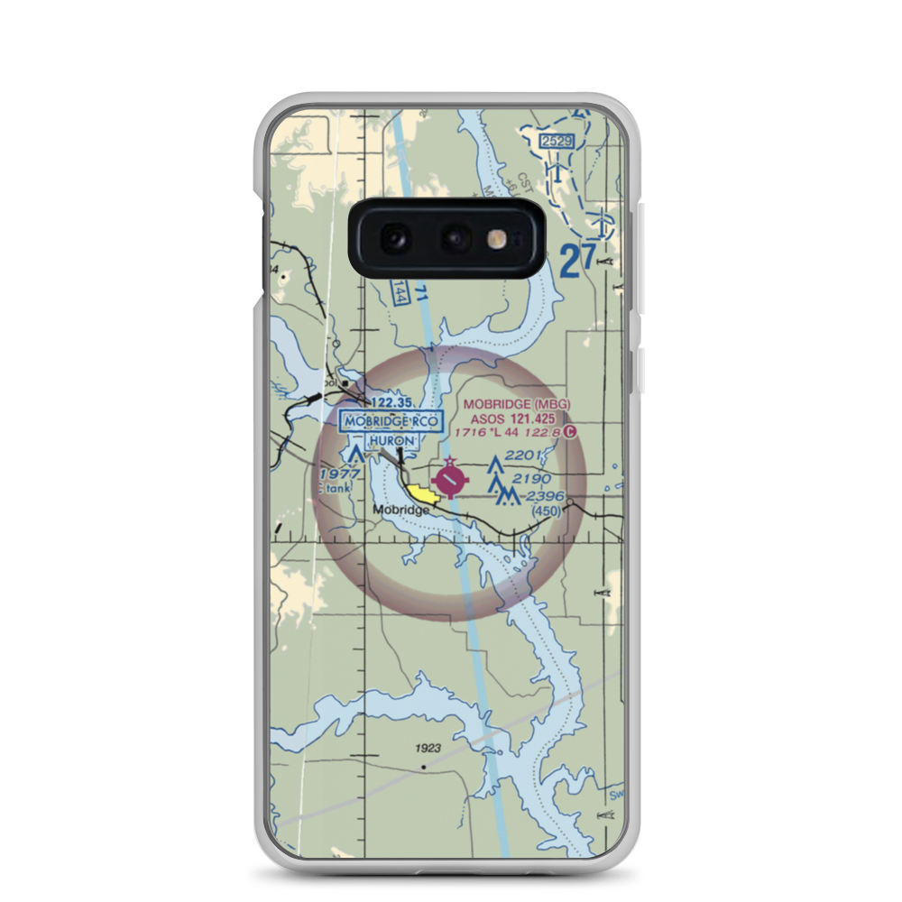 Mobridge Municipal Airport (MBG) VFR Sectional Samsung Case Samsung Galaxy S10e model shown